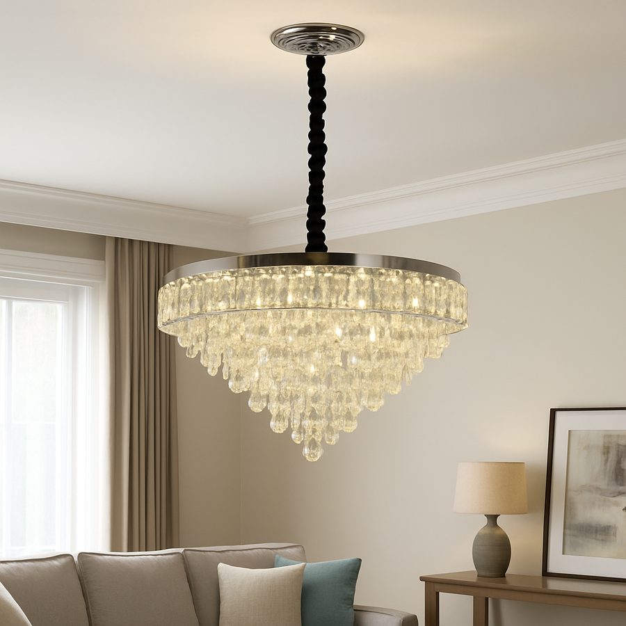 Crystal LED Chandelier with Remote Control Austin 56W Dimmable Silver 