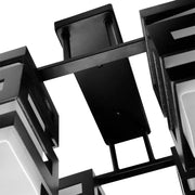 VANJA Wooden Chandelier with Square Shade 4 X E27 Socket Black White