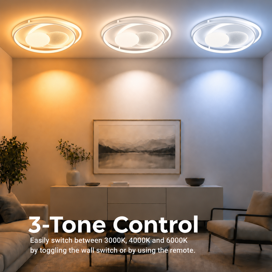 ISTARAVSHAN LED chandelier with remote control, Oval shape, 85W, Cold/Warm/Neutral light, Dimmable, White