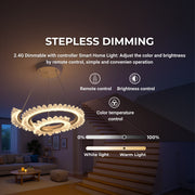 LED Chandelier LT188WH, Crystal and Metal, 40W, Dimmable, Adjustable Height, Cold/Warm/Neutral Light, Luxurious Lighting