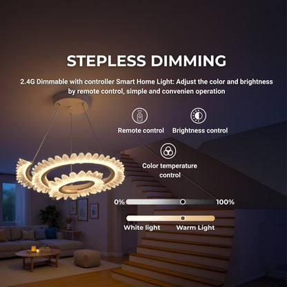 LED Chandelier LT188WH, Crystal and Metal, 40W, Dimmable, Adjustable Height, Cold/Warm/Neutral Light, Luxurious Lighting