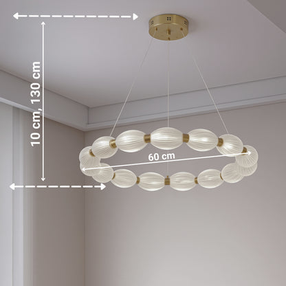 FAUSTO II suspended LED chandelier, 42W, Cold/Warm/Neutral light, Adjustable height, Gold