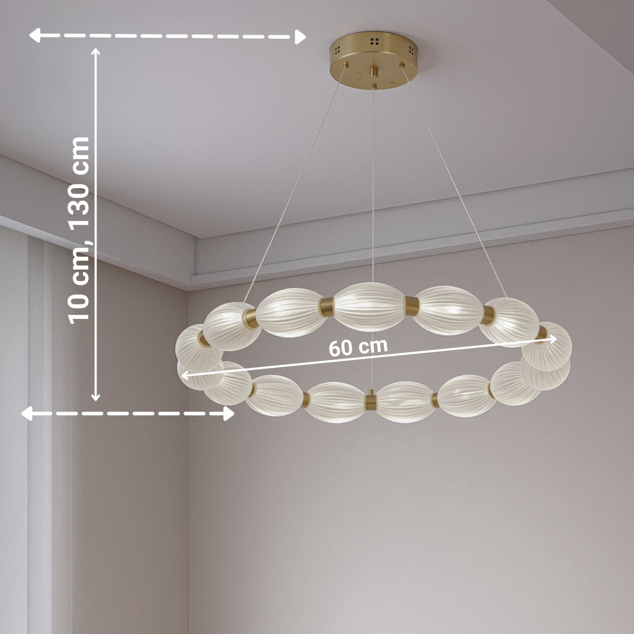 FAUSTO II suspended LED chandelier, 42W, Cold/Warm/Neutral light, Adjustable height, Gold