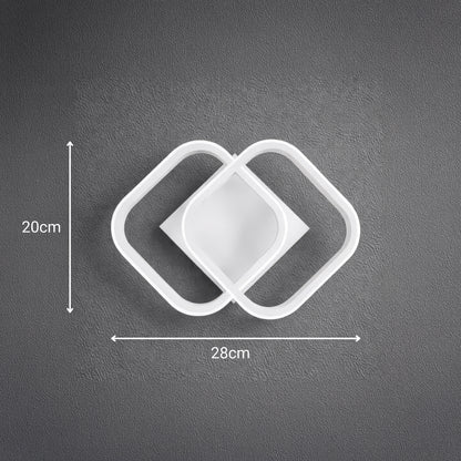 VERTEX Matrix LED Chandelier, Overlapping Diamonds, Metal Frames, 11W, 2 Diamonds, Cold/Warm/Neutral Light 3000K/4000K/6000K, White