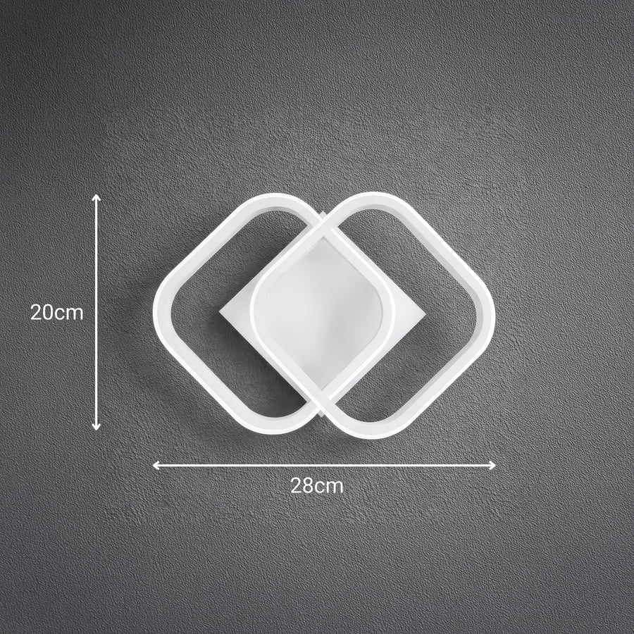 VERTEX Matrix LED Chandelier, Overlapping Diamonds, Metal Frames, 11W, 2 Diamonds, Cold/Warm/Neutral Light 3000K/4000K/6000K, White