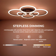 LED chandelier with remote control BETTY 82W, 6 Circles, Cold/Warm/Neutral light, Dimmable, Black