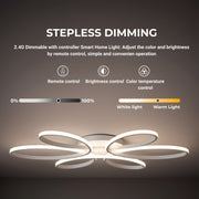 LED chandelier with remote control ELIZA, 63W, Cold/Warm/Neutral light, Dimmable, White