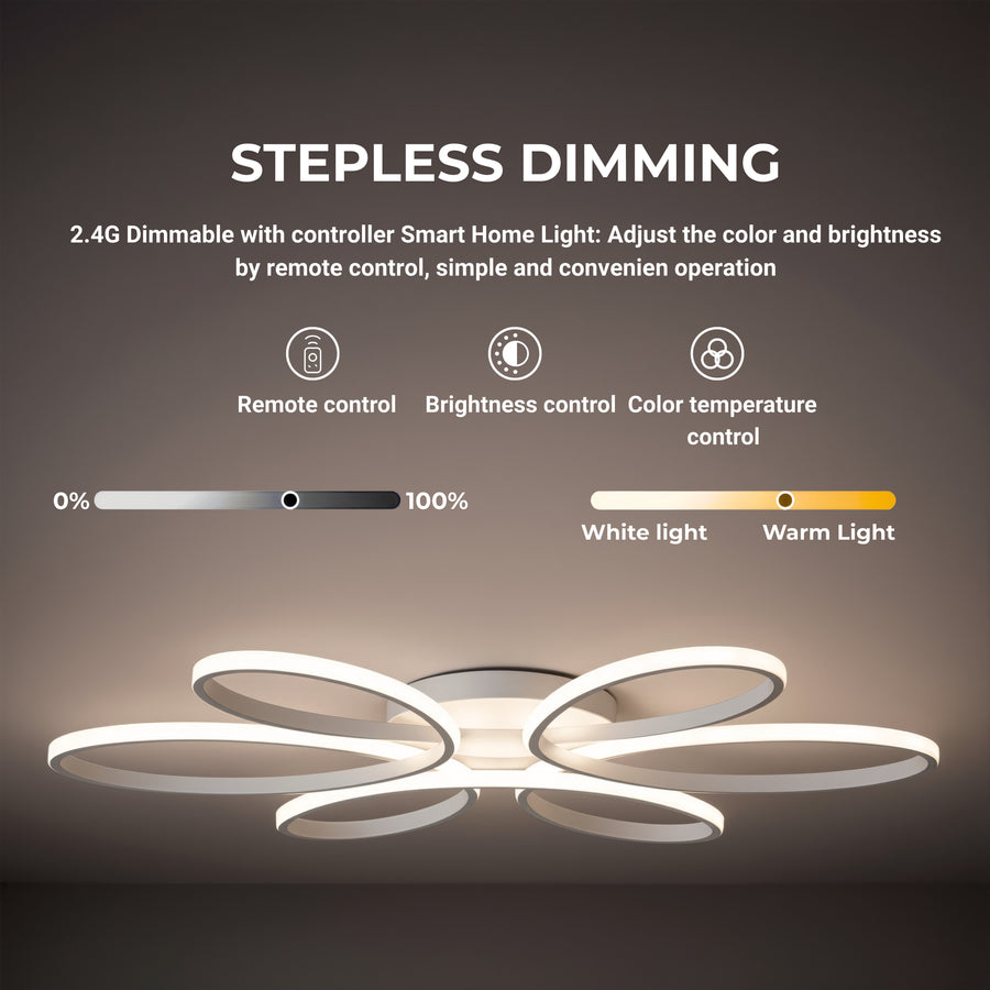 LED chandelier with remote control ELIZA, 63W, Cold/Warm/Neutral light, Dimmable, White