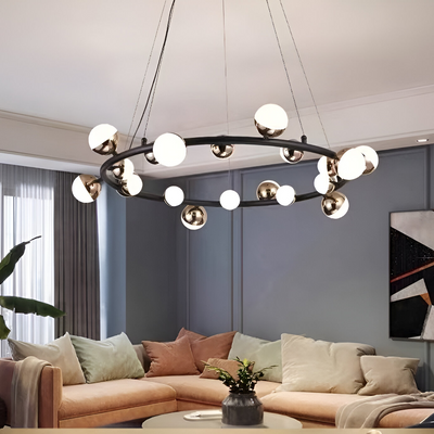 Estella Acrylic LED Pendant Chandelier with Remote Control, Dimmable, 3000K/4000K/6000K, Gold, Metal and Acrylic