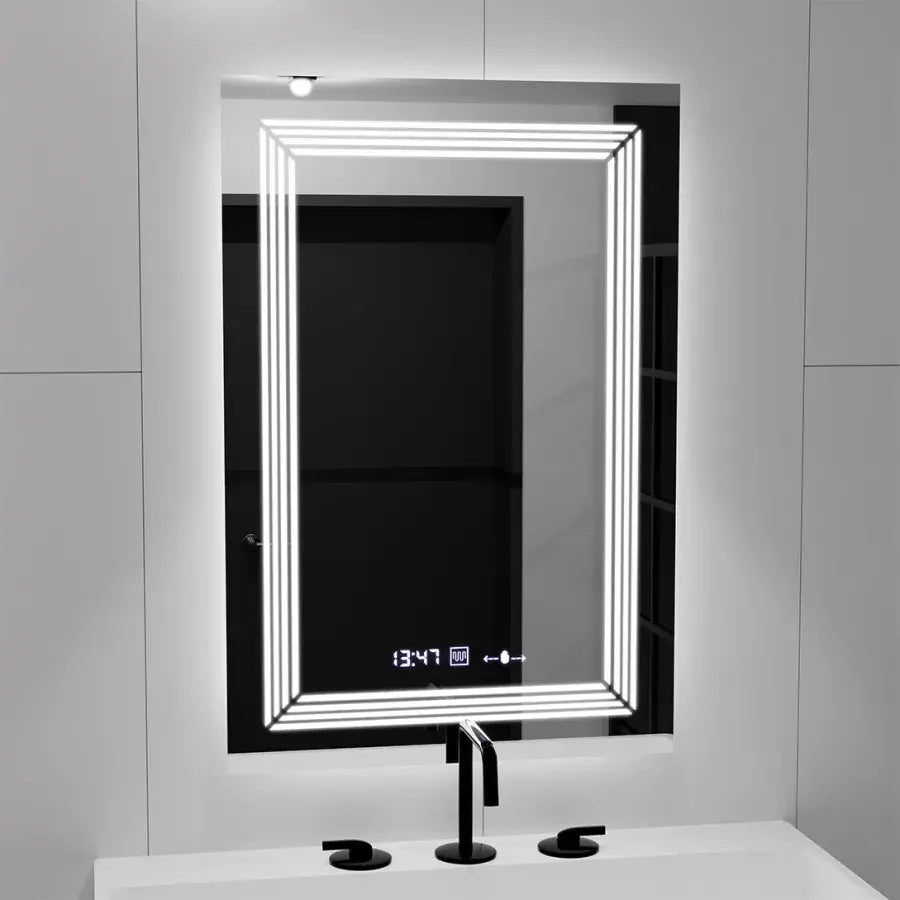 Mirror LED rectangular 60x80cm Venezia Sensor Motionglow Marcellow Dimable Clock Defrosting System