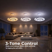 LED Chandelier LT188WH, Crystal and Metal, 40W, Dimmable, Adjustable Height, Cold/Warm/Neutral Light, Luxurious Lighting