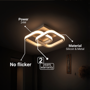 VERTEX Matrix LED Chandelier, Overlapping Diamonds, Metal Frames, 11W, 2 Diamonds, Cold/Warm/Neutral Light 3000K/4000K/6000K, White