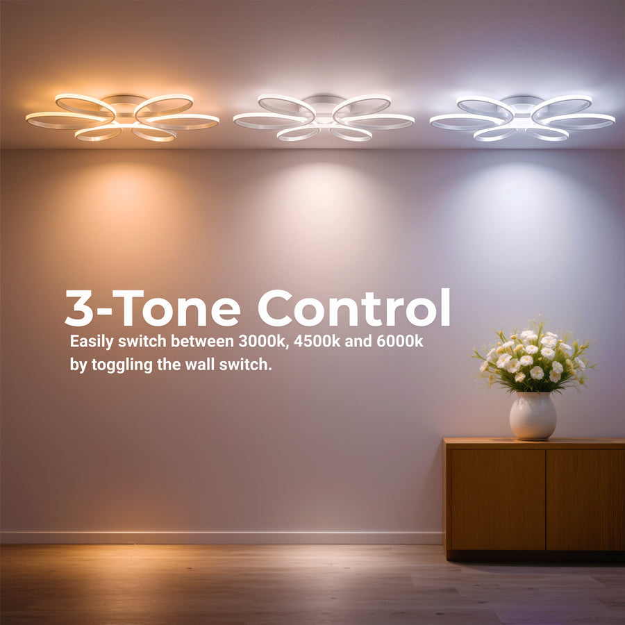 LED chandelier with remote control ELIZA, 63W, Cold/Warm/Neutral light, Dimmable, White