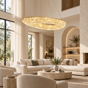 Modern Crystal Chandelier, Remote Control, PRUGU, 65W, Warm/Neutral/Cold Light, Length 35 cm, Gold, Adjustable Height