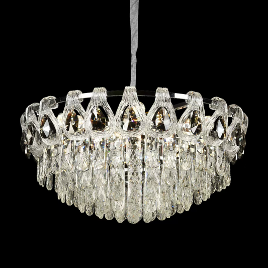 WINDSOR Eleganza Crystal Chandelier 6x E14, Diameter 49cm, Shiny Gold, Adjustable Height