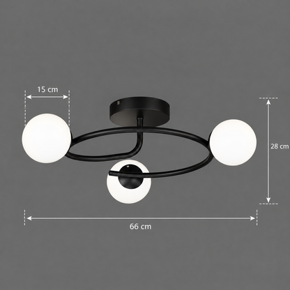 LED and crystal chandelier ORBIT, 66cm, 3xE27, Globes, Black