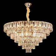 Candelabru Cristal VALMONT Magno 12xE14, D60 cm, Auriu, Inaltime Reglabila, Metal si Cristal