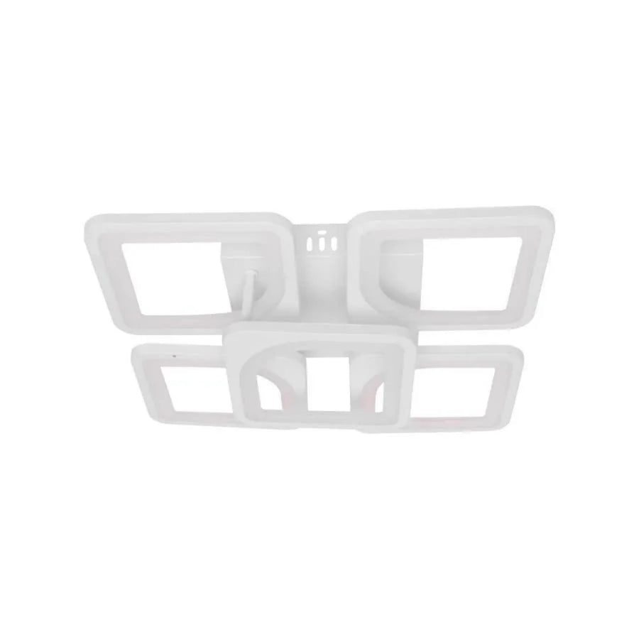 LED Chandelier with Remote Control, ZOE, 5 Squares, 96W, Cold/Warm/Neutral Light, Dimmable, White 