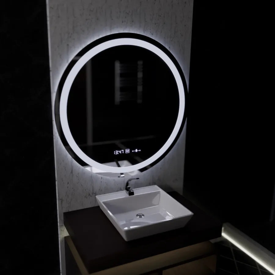Round LED Mirror 100cm Celeste MotionGlow Marcello Dimable Clock Defrosting System