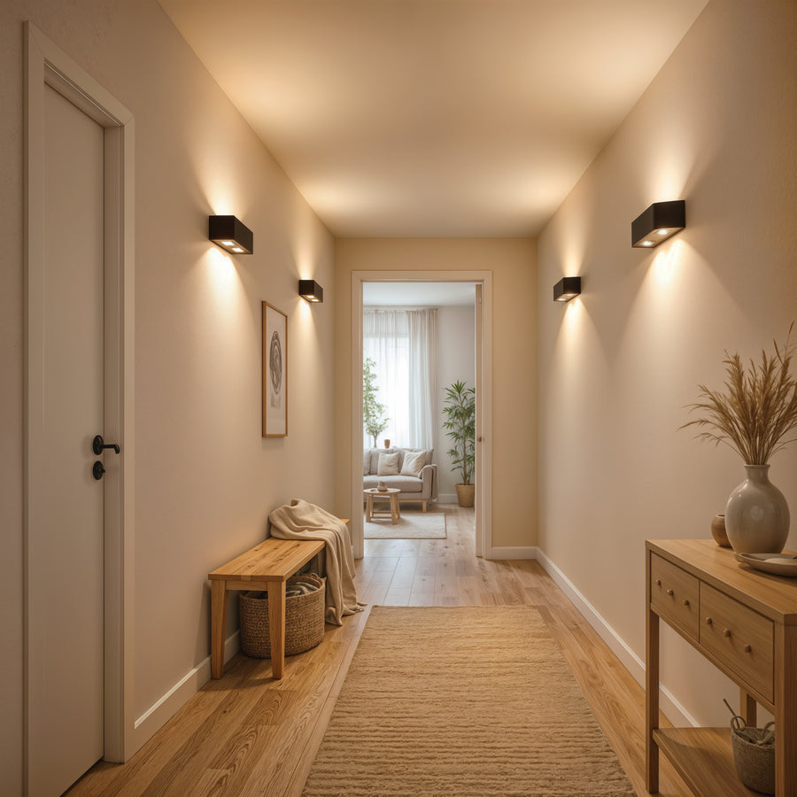 Ellis Exterior LED Wall Light, 6W, 6 Light Sources, Warm Light, Black