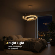 LED Chandelier LT188WH, Crystal and Metal, 40W, Dimmable, Adjustable Height, Cold/Warm/Neutral Light, Luxurious Lighting