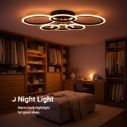 LED chandelier with remote control BETTY 82W, 6 Circles, Cold/Warm/Neutral light, Dimmable, Black