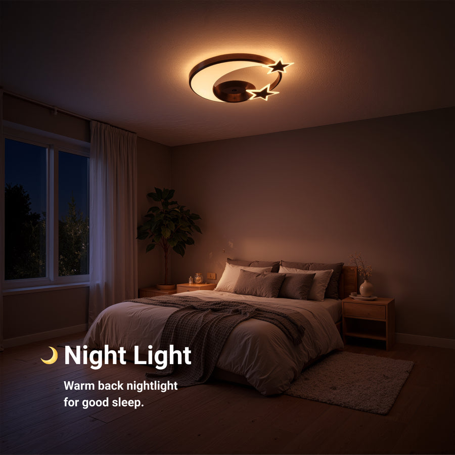 LED chandelier with remote control ALYONA 44W, Moon and Star, Cold/Warm/Neutral light, Dimmable, Black