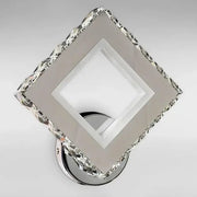 TERRANO LED Wall Lamp with Crystals, Square, 24W, Cold/Warm/Neutral Light, Black &amp; Stainless Steel