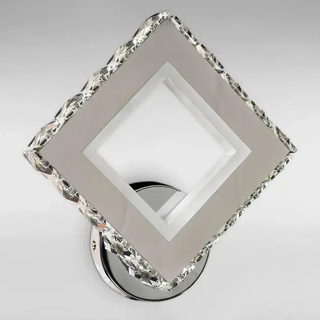 TERRANO LED Wall Lamp with Crystals, Square, 24W, Cold/Warm/Neutral Light, Black &amp; Stainless Steel