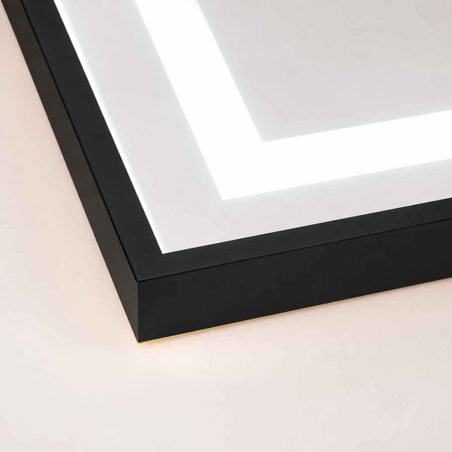 Rectangular LED Mirror, Black Frame, 50x160cm, Dimmable, Cold/Warm/Neutral Light, Dressing Couture
