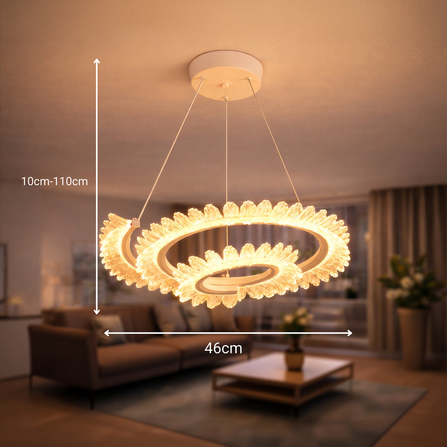 LED Chandelier LT188WH, Crystal and Metal, 40W, Dimmable, Adjustable Height, Cold/Warm/Neutral Light, Luxurious Lighting