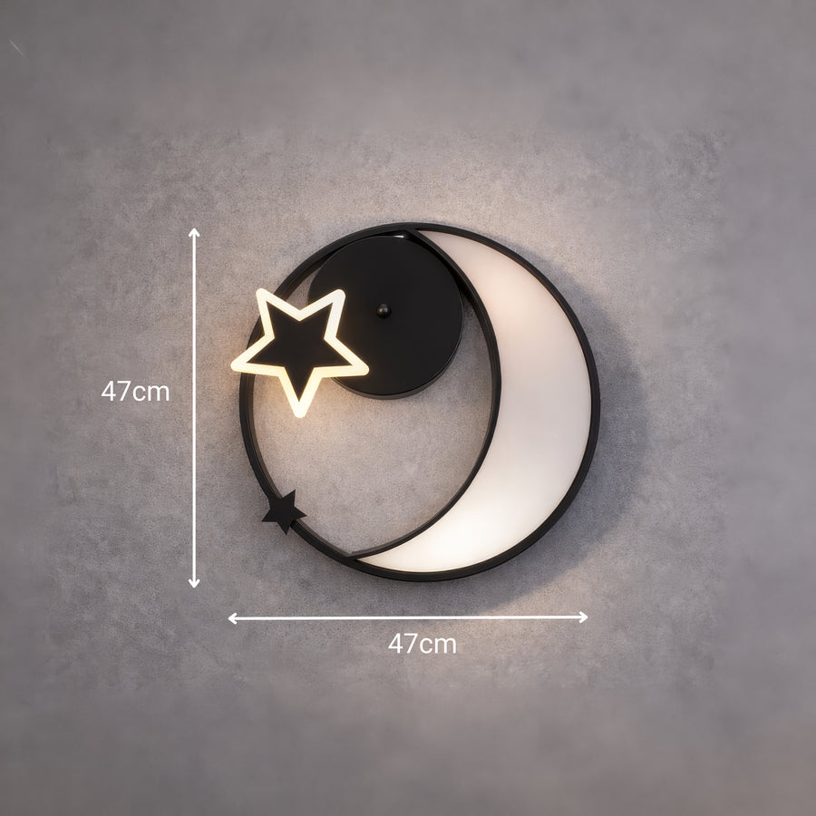 LED chandelier with remote control ALYONA 44W, Moon and Star, Cold/Warm/Neutral light, Dimmable, Black