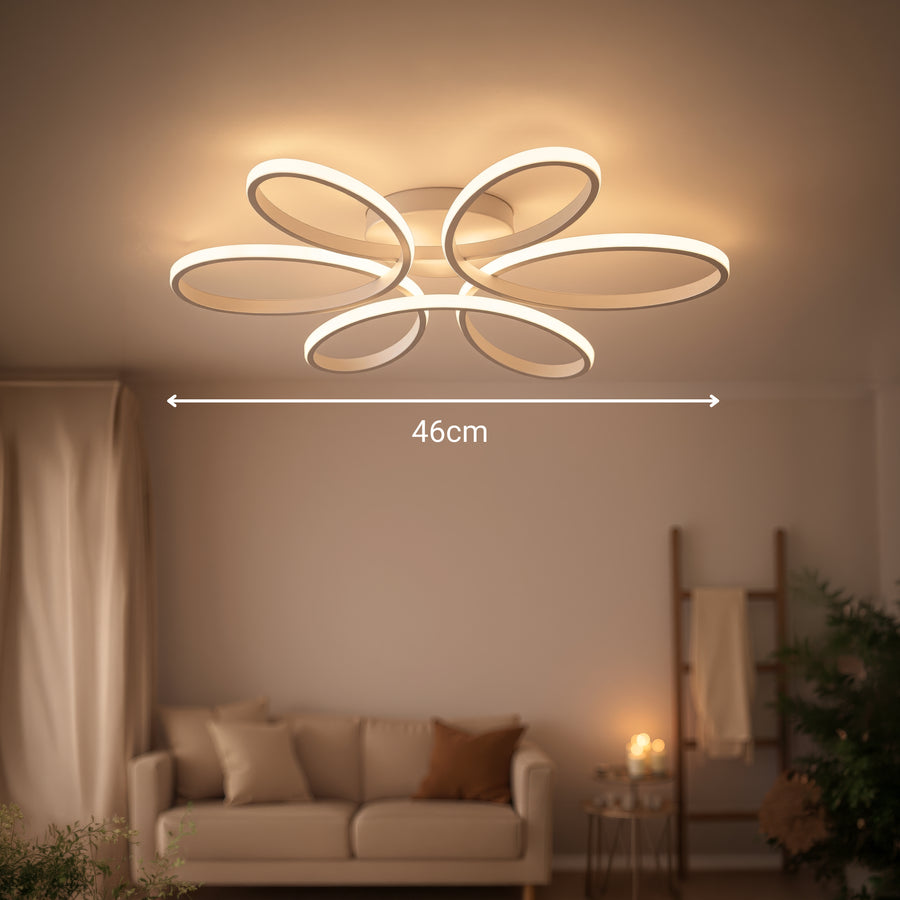 LED chandelier with remote control ELIZA, 63W, Cold/Warm/Neutral light, Dimmable, White
