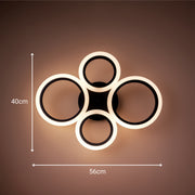 LED chandelier with remote control BETTY 44W, 4 Circles, Cold/Warm/Neutral light, Dimmable, Black