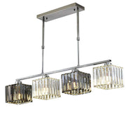 Classical Modern Georgian Chandelier, LC116/4, 6x E27, Chrome and Gray Glass, Metal and Crystal, Lampshade