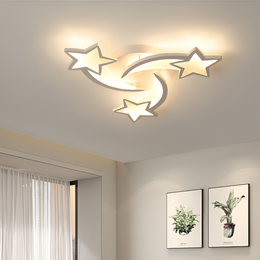LED chandelier with remote control IPOMOEA 48W, 3 Stars, Cold/Warm/Neutral light, Dimmable, White