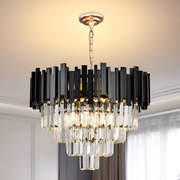 Crystal Chandelier BLOIS Eleganza 8xE14, Diameter 49cm, Black, Adjustable Height