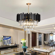 Crystal Chandelier BLOIS Eleganza 8xE14, Diameter 49cm, Black, Adjustable Height