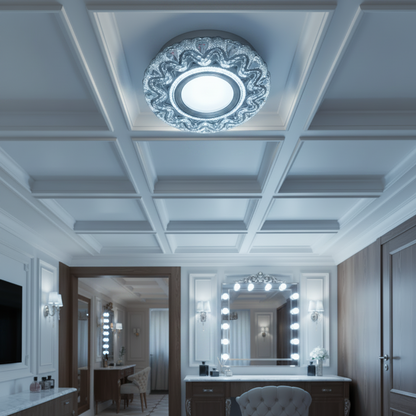 Spot LED ORBITA, 5W, Rotund, Lumina Rece + RGB, Alb, Rasina si Sticla