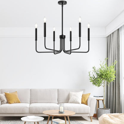 AVANT Metallic Chandelier, Pendant type with arms, Round, 6xE14, Black