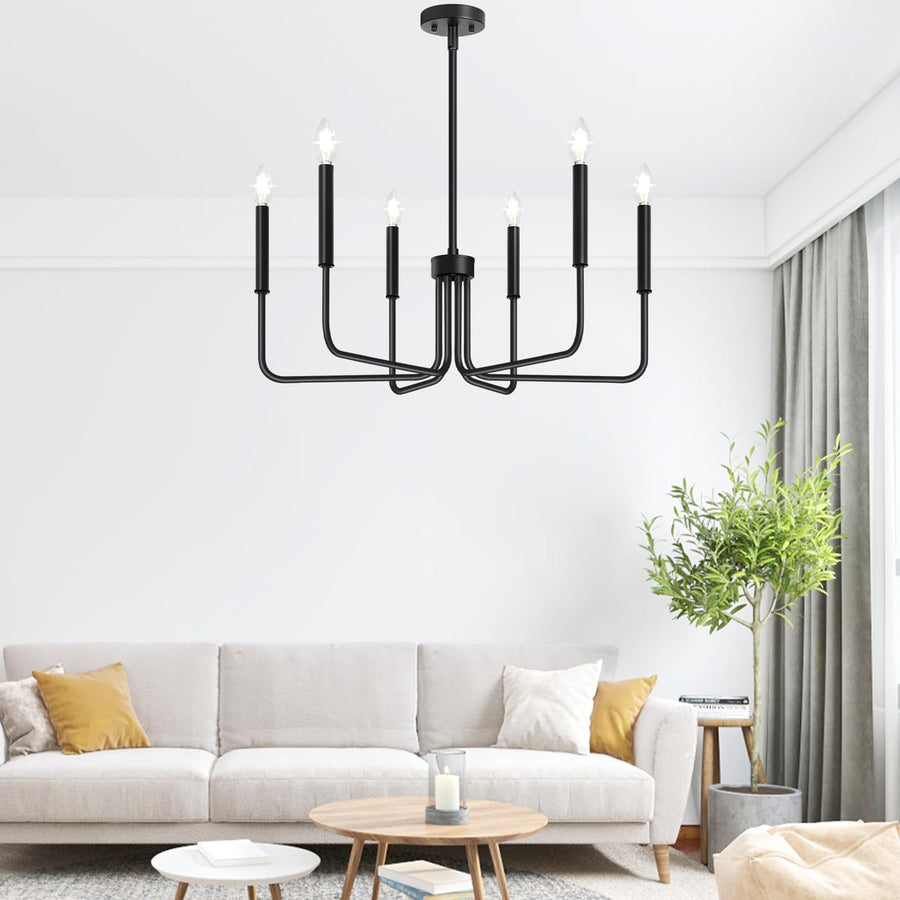 AVANT Metallic Chandelier, Pendant type with arms, Round, 6xE14, Black