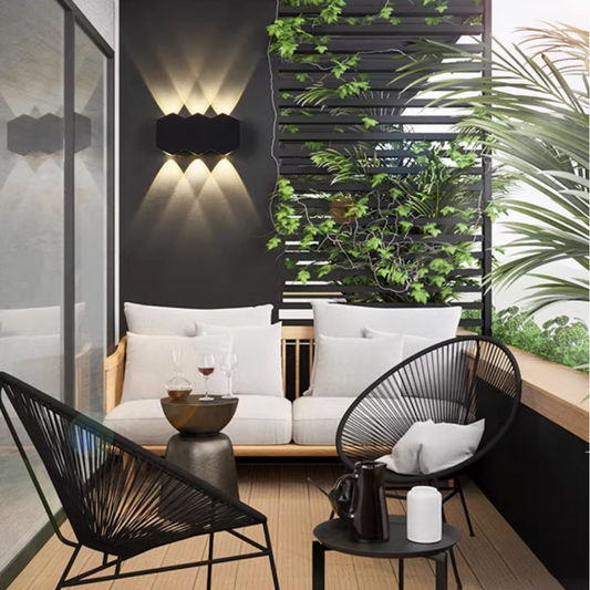 Ellis Exterior LED Wall Light, 6W, 6 Light Sources, Warm Light, Black