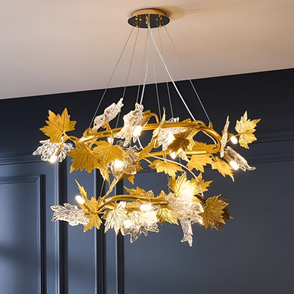 Modern Chandelier, CM260/400+800GD, 12xE14, Diameter 80cm, Gold, Adjustable Height, Metal and Crystal