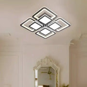 LED Chandelier with Remote Control SUSAN, 77W, 4 Squares, Cold/Warm/Neutral Light, Dimmable, Black