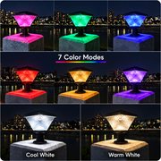 LED Solar Lamp for Outdoor Pole KATTAKURGAN, 8W, Warm/Cold/Neutral Light + RGB, Square Shape, Aluminum, Black, Dimmable
