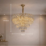 Crystal Chandelier WINDSOR Elegance 8x E14, Diameter 39cm, Shiny Gold, Adjustable Height, Metal and Crystal