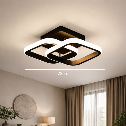 VERTEX Matrix LED Chandelier Overlapping Rhombuses, Metal Frames, 24W, 2 Rhombuses, Cold/Warm/Neutral Light 3000K/4000K/6000K, Black, Metal and Silicon