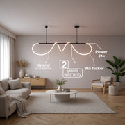 DIVINO LED Chandelier with Flexible Silicone Tube - 24W, Adjustable Light, Matt Black