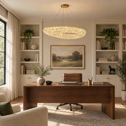Modern Crystal Chandelier, Remote Control, PRUGU, 65W, Warm/Neutral/Cold Light, Length 35 cm, Gold, Adjustable Height