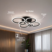 LED chandelier with remote control BETTY 82W, 6 Circles, Cold/Warm/Neutral light, Dimmable, Black
